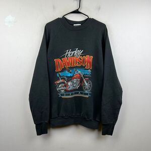 Vintage Harley-Davidson Sweatshirt Mens Large Black Softail 1987 Size XL